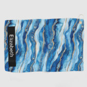 Serviette De Golf Ocean Jeweled Agate Personalized (Horizontal)