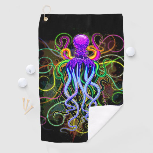 Serviette De Golf Octopus Luminescence psychédélique (En situation)