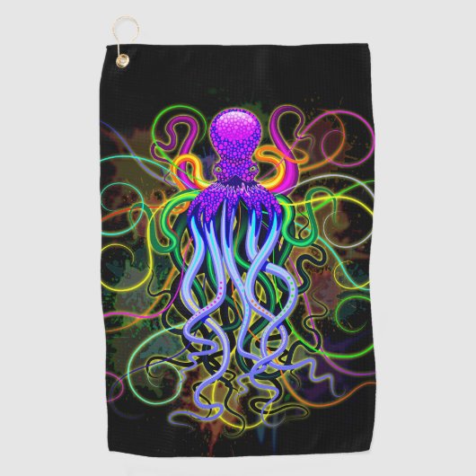 Serviette De Golf Octopus Luminescence psychédélique (Devant)