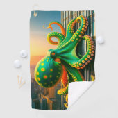 Serviette De Golf Octopus vert et jaune (En situation)