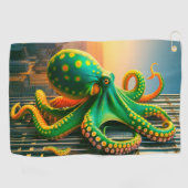 Serviette De Golf Octopus vert et jaune (Horizontal)