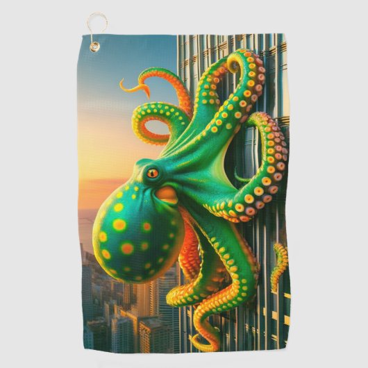 Serviette De Golf Octopus vert et jaune (Devant)