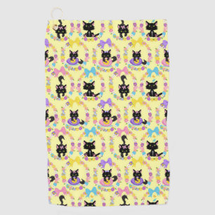 Serviette De Golf Œufs de Pâques Motif Chat Noir Amoureux d'Animaux