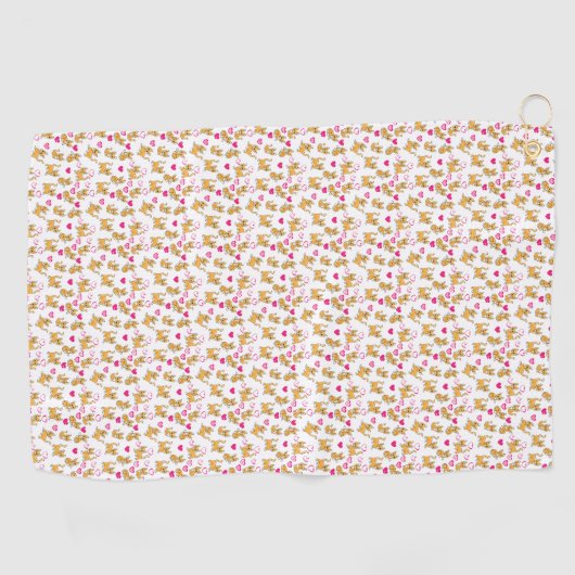 Serviette De Golf Oeuvre de chat | Cute chat Valentine (Horizontal)
