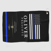 Serviette De Golf Officier de police | Anniversaire de service Noir (Horizontal)
