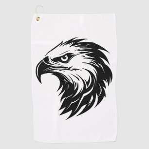Serviette De Golf Oiseau à tête d'aigle en silhouette de proie