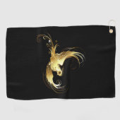 Serviette De Golf Oiseau d'or sur Arrière - plan noir (Horizontal)