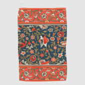 Serviette De Golf Oiseau et fleurs Perse Motif bleu rouge (Devant)