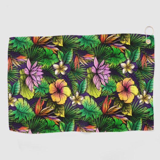 Serviette De Golf Oiseau tropical du feuillage paradisiaque (Horizontal)
