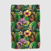 Serviette De Golf Oiseau tropical du feuillage paradisiaque (Devant)