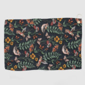 Serviette De Golf Oiseaux du jardin foncé et papillons (Horizontal)