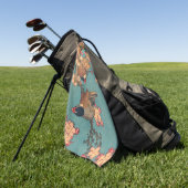Serviette De Golf Oiseaux Fleurs Hokusai Art Japonais (Vert)