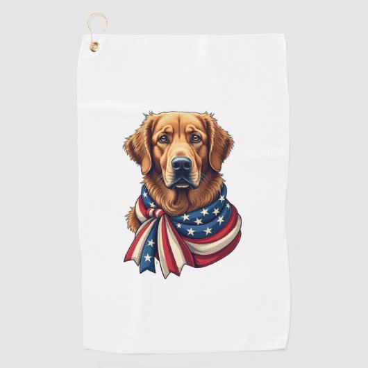 Serviette De Golf Old Glory Golden Retriever Vintage Shirt 2 (Devant)