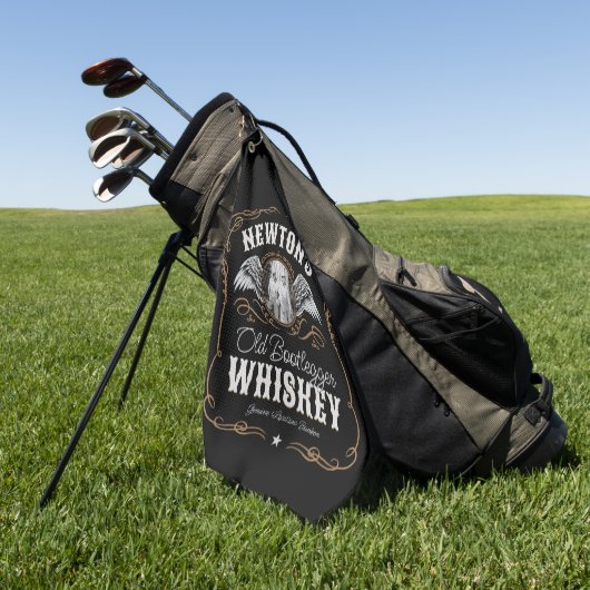 Serviette De Golf Old Moonshine Whiskey Étiquette AJOUTER PHOTO Nom  (Vert)