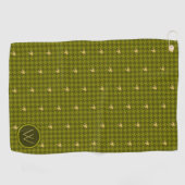 Serviette De Golf Olive with Green Accent Houndstooth Golf Towne (Horizontal)