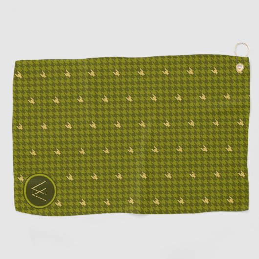 Serviette De Golf Olive with Green Accent Houndstooth Golf Towne (Horizontal)