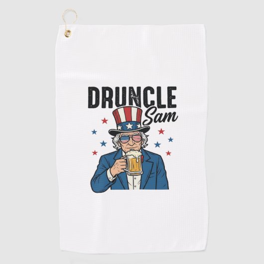Serviette De Golf Oncle Sam drôle de conception vectorielle de bière (Devant)