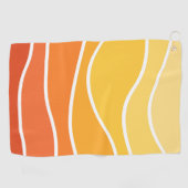 Serviette De Golf Ondes de style rétro jaune et orange (Horizontal)