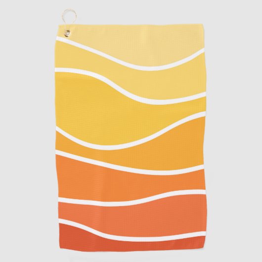 Serviette De Golf Ondes de style rétro jaune et orange (Devant)