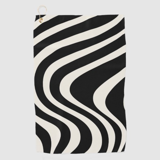 Serviette De Golf Ondes de style rétro noir et blanc (Devant)