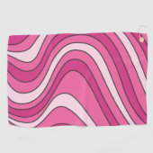 Serviette De Golf Ondes de style rétro rose (Horizontal)