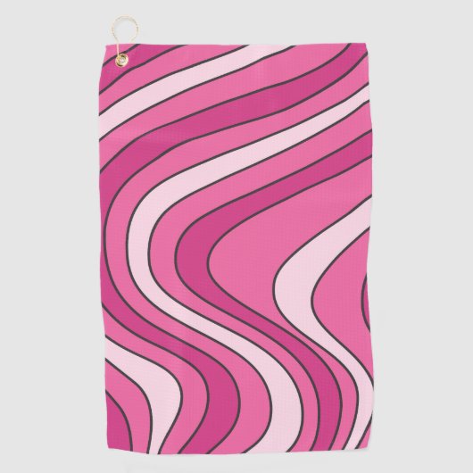 Serviette De Golf Ondes de style rétro rose (Devant)