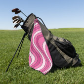 Serviette De Golf Ondes de style rétro rose (Vert)