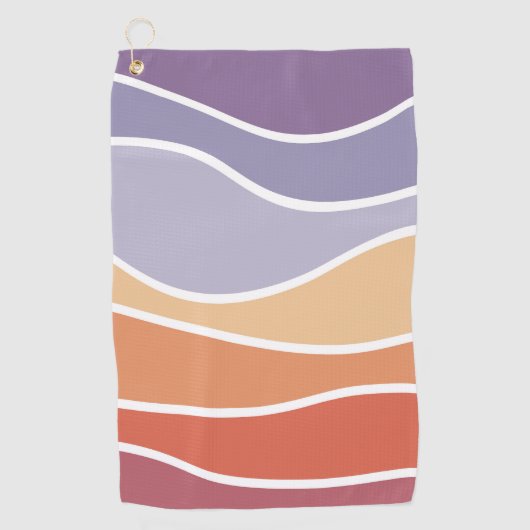 Serviette De Golf Ondes de style rétro violet et orange (Devant)