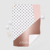 Serviette De Golf Or et points roses (En situation)
