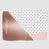 Serviette De Golf Or et points roses (Horizontal)