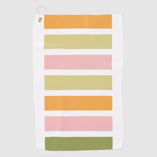 Serviette De Golf Or rose orange et rayures vertes (Devant)
