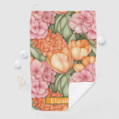 Serviette De Golf Orange and Pink Tulip Flowers Personalized (En situation)