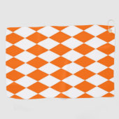 Serviette De Golf Orange blanc Arlequin Diamants Checkers Design (Horizontal)