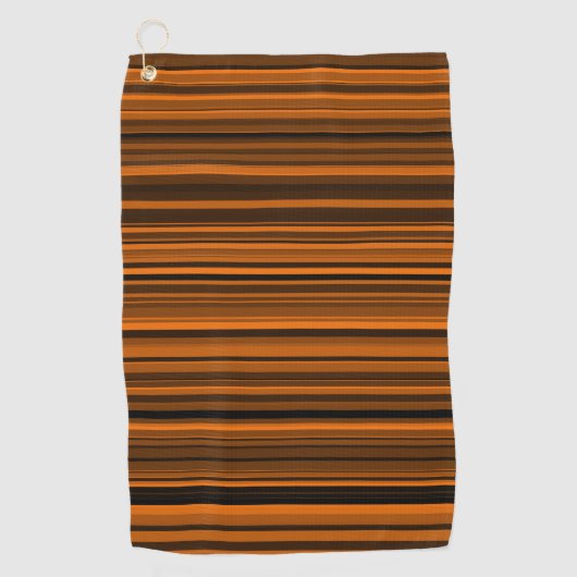 Serviette De Golf Orange Brown en bandes noires (Devant)