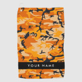 Serviette De Golf Orange Camouflage Votre nom Personnalisez (Devant)