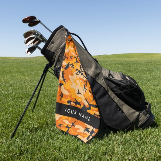 Serviette De Golf Orange Camouflage Votre nom Personnalisez (Vert)