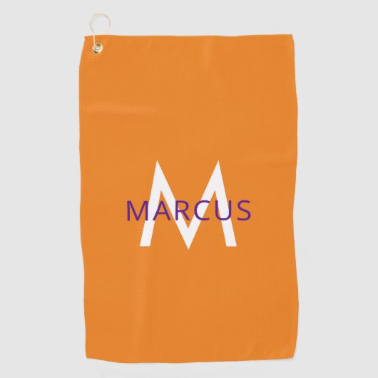 Serviette De Golf Orange Créez votre propre personnalisation (Devant)