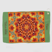 Serviette De Golf Orange Daisy Fleur Abstrait Personnalisé (Horizontal)