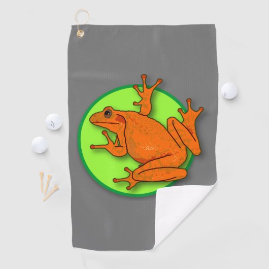 Serviette de golf Orange Frog (En situation)
