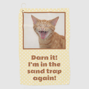 Serviette De Golf Orange Kitty - Darn It, I'm In The Sand Trap Again