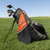 Serviette De Golf Orange Polka Dot Black Diagonal Script Name (Vert)