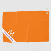 Serviette De Golf Orange Purple Monogramme Nom Moderne Personnalisé (Horizontal)