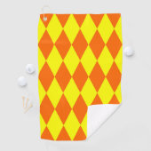 Serviette De Golf Orange Yellow Harlequin Checkered Design (En situation)
