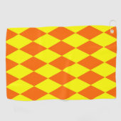 Serviette De Golf Orange Yellow Harlequin Checkered Design (Horizontal)