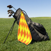 Serviette De Golf Orange Yellow Harlequin Checkered Design (Vert)