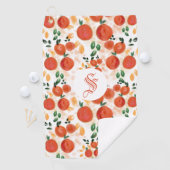 Serviette De Golf Oranges tropicales et Motif Feuille Monogramme (En situation)