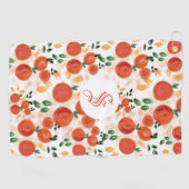 Serviette De Golf Oranges tropicales et Motif Feuille Monogramme (Horizontal)