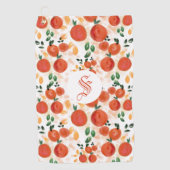 Serviette De Golf Oranges tropicales et Motif Feuille Monogramme (Devant)