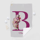 Serviette De Golf Orchidée Élégant Monogramme Initiale B Personnalis (En situation)