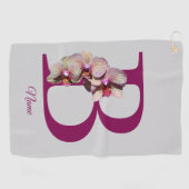Serviette De Golf Orchidée Élégant Monogramme Initiale B Personnalis (Horizontal)